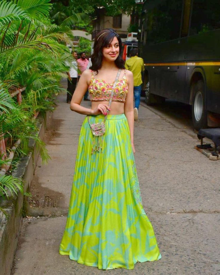 Divya Khosla Kumar Radiates Charm In Floral Blouse And Green Skirt, Take Goals 857830
