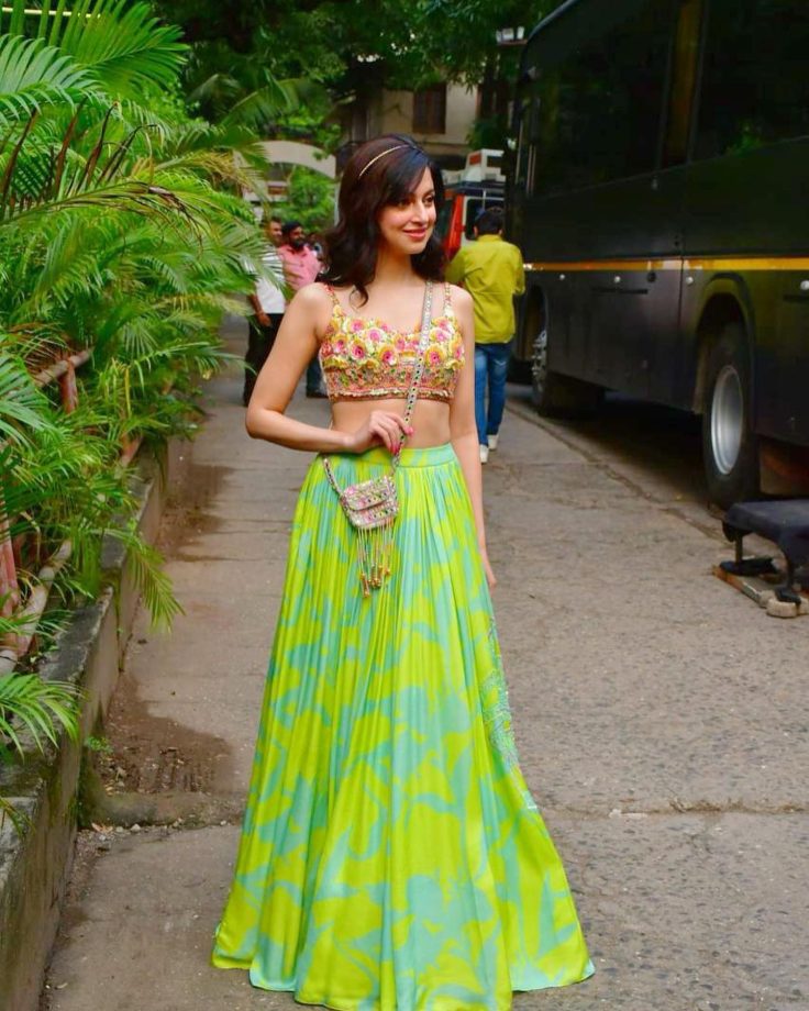 Divya Khosla Kumar Radiates Charm In Floral Blouse And Green Skirt, Take Goals 857831