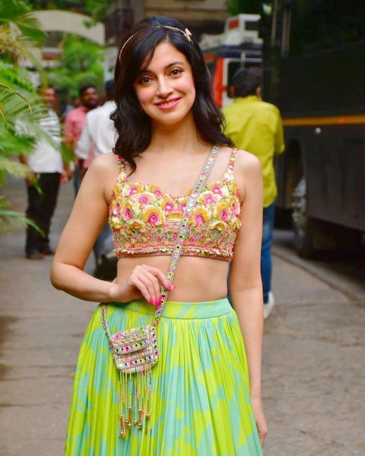 Divya Khosla Kumar Radiates Charm In Floral Blouse And Green Skirt, Take Goals 857829