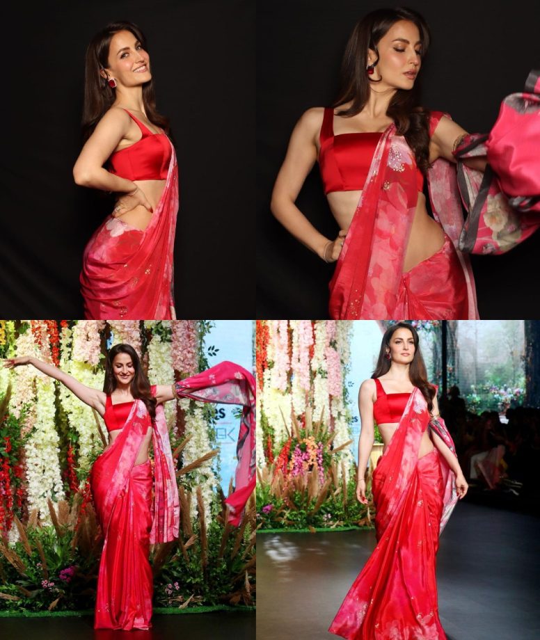 Elli AvrRam Looks 'Tikhi Mirchi' In Red Saree With Sensuous Blouse 865829
