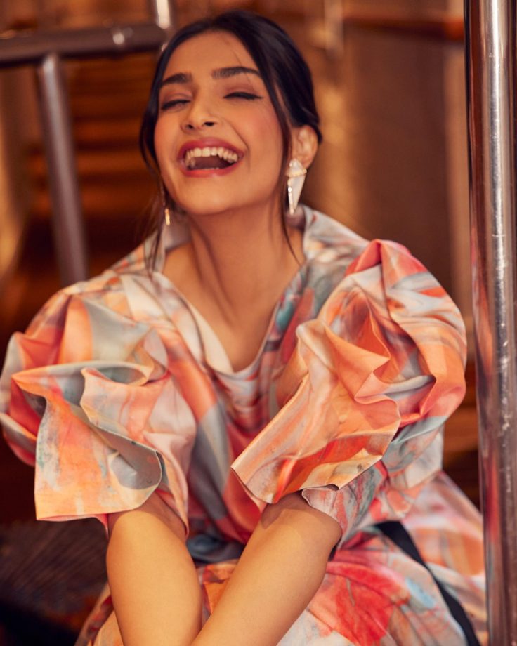 Fashion Goals: Sonam Kapoor Turns Princess In Digital Print Satin Gown With Statement Earrings 859245