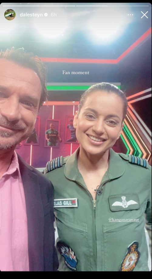 Former South African cricketer Dale Steyn had a fan moment as he met Kangana Ranaut on the promotions of Tejas 860644