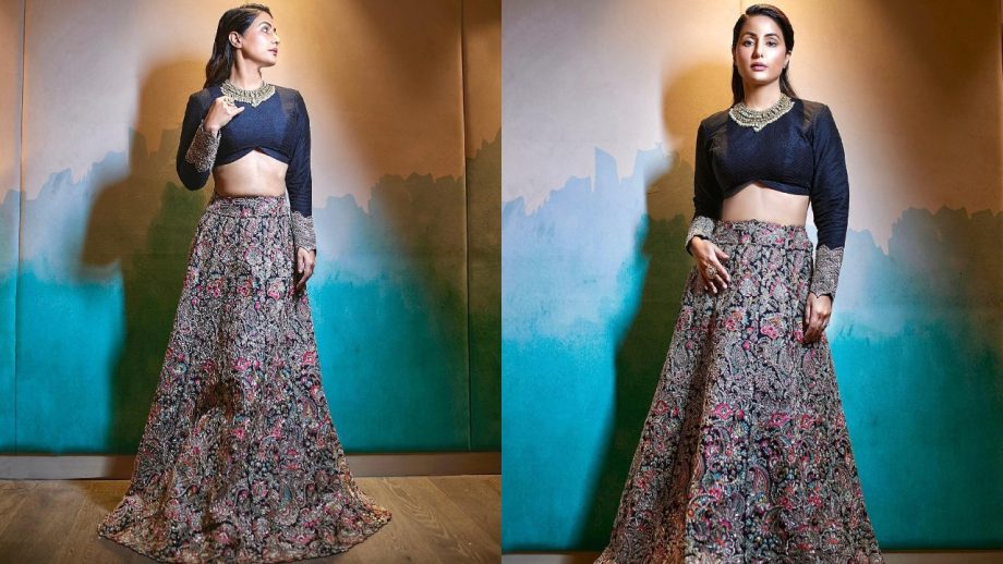 Hina Khan Embodies Grace In Infinity Blouse And Embellished Skirt With Diamond Necklace, See Photos 864214