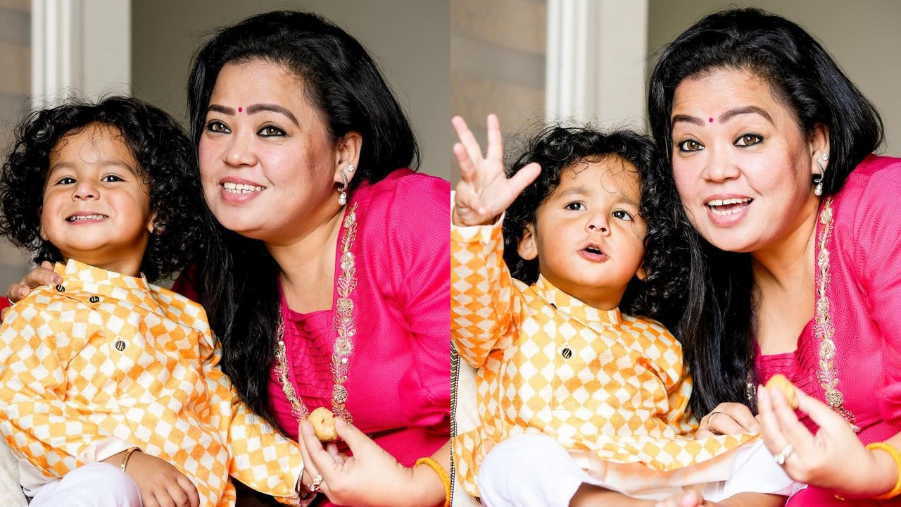 In Photos: Bharti Singh Poses Candid With Son Golla In Traditional Outfit