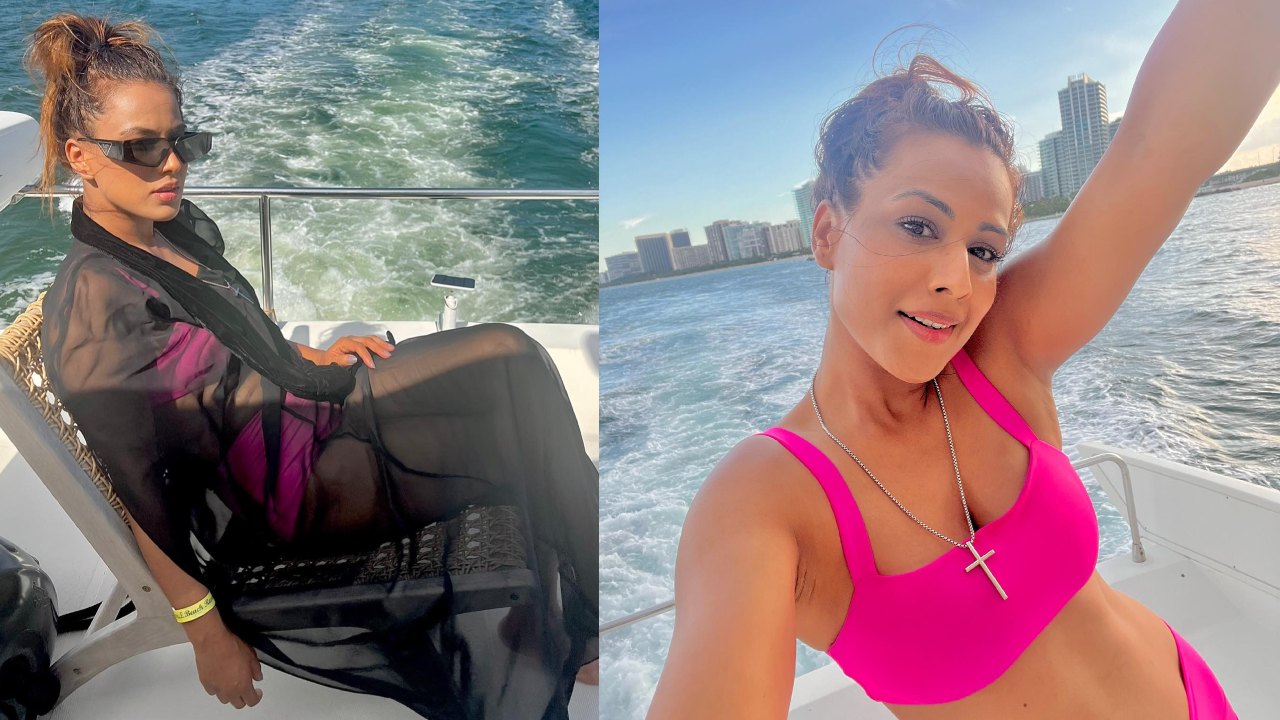 In Photos: Nia Sharma soars temperature high in Miami, looks stunner in hot pink bikini set