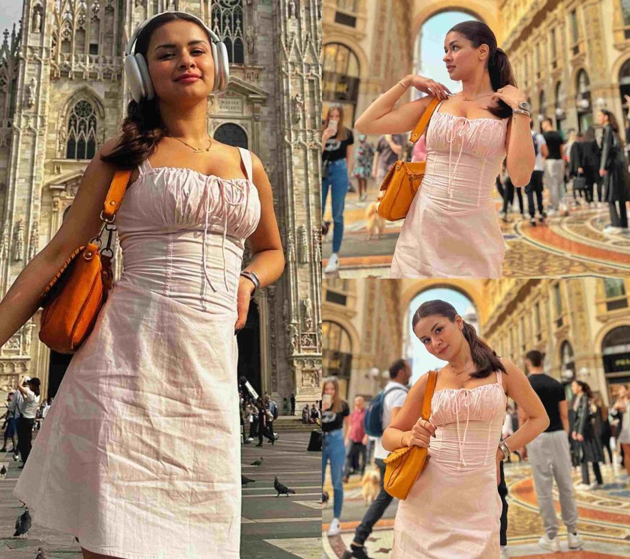 Italian Style Diary: Avneet Kaur Looks Pretty In Pink Midi Dress At Piazza del Duomo 860745
