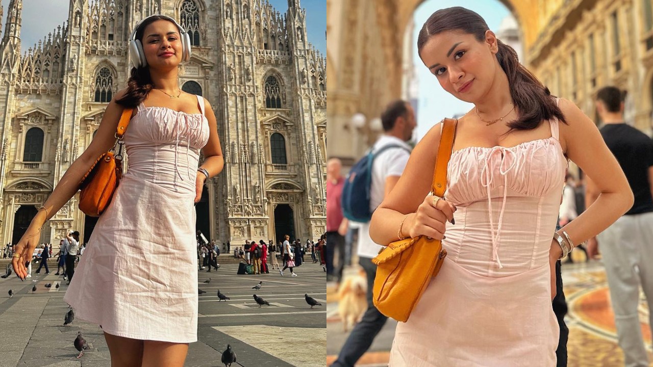Italian Style Diary: Avneet Kaur Looks Pretty In Pink Midi Dress At Piazza del Duomo 860746