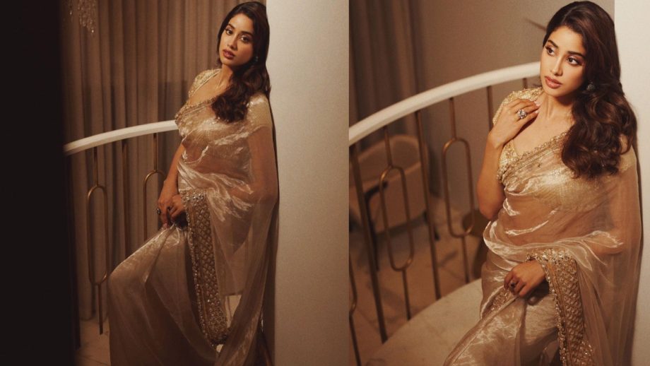 Janhvi Kapoor masters glow in handwoven tissue gold saree [Photos] 863455