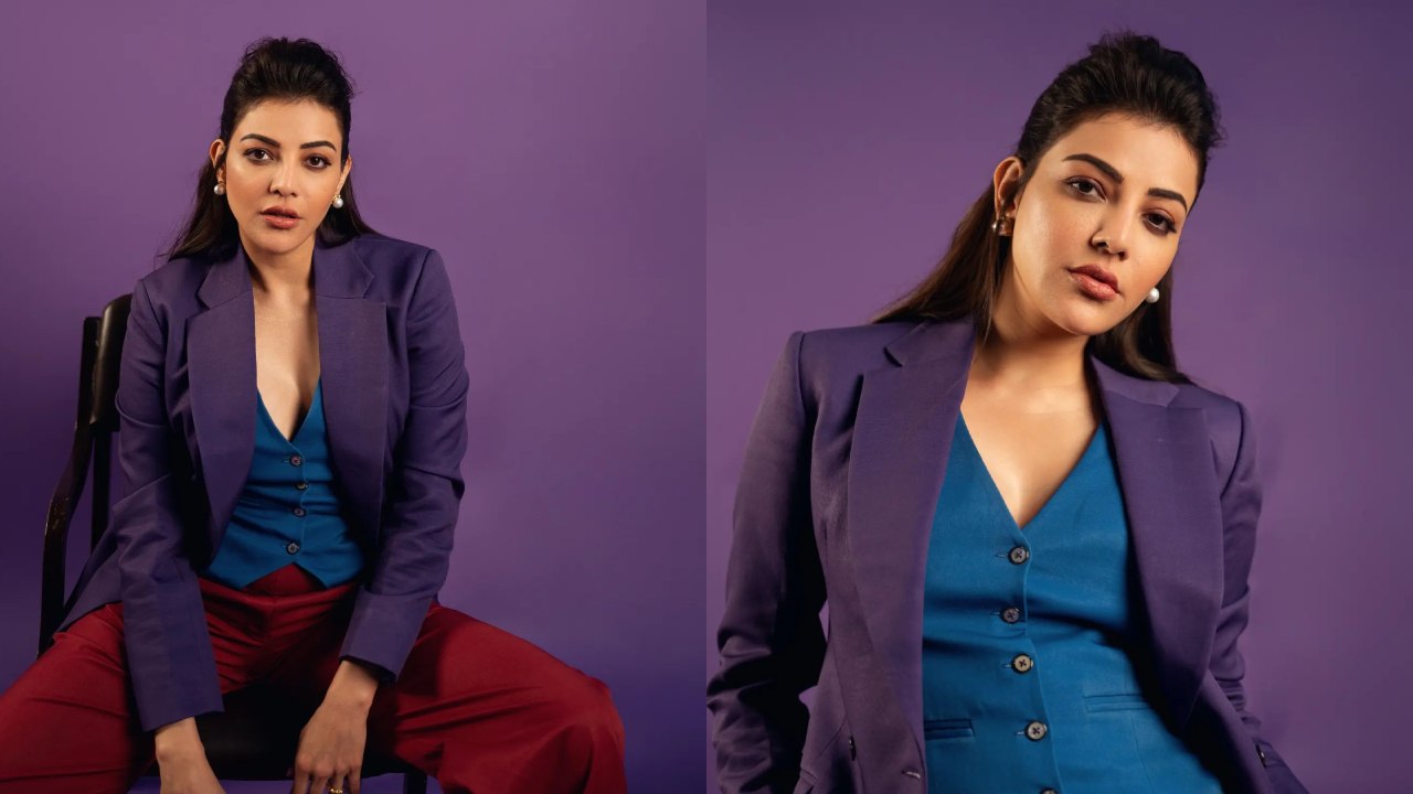 Kajal Aggarwal is a style maven in a Rs. 20,000 purple crepe blazer pant set 862262