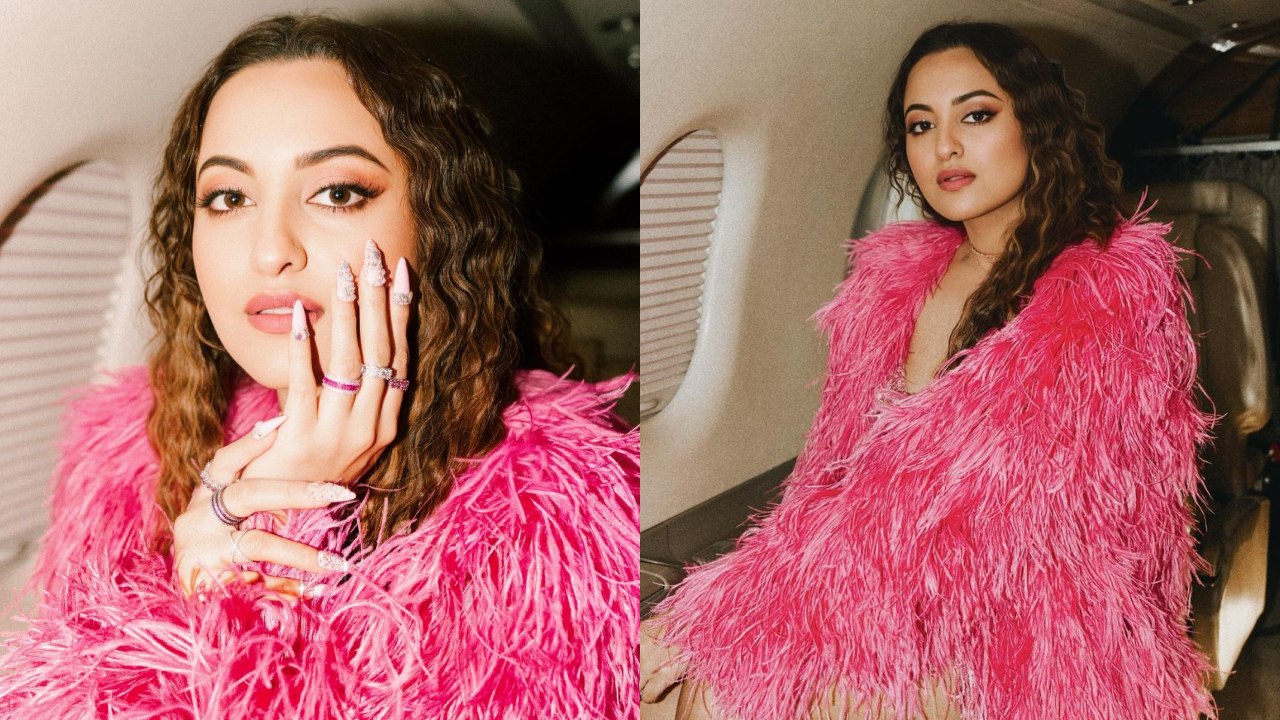‘Kalaastar’ Sonakshi Sinha slips in magenta pink sequined high-thigh slit gown and ostrich feather coat 861825