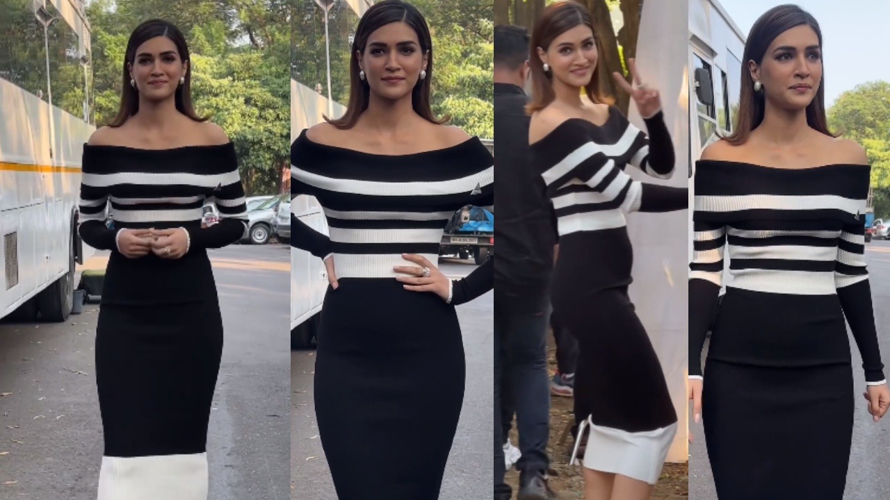 Kriti Sanon Gives Her Fashion Vintage Spin In Black-White Off-shoulder Dress