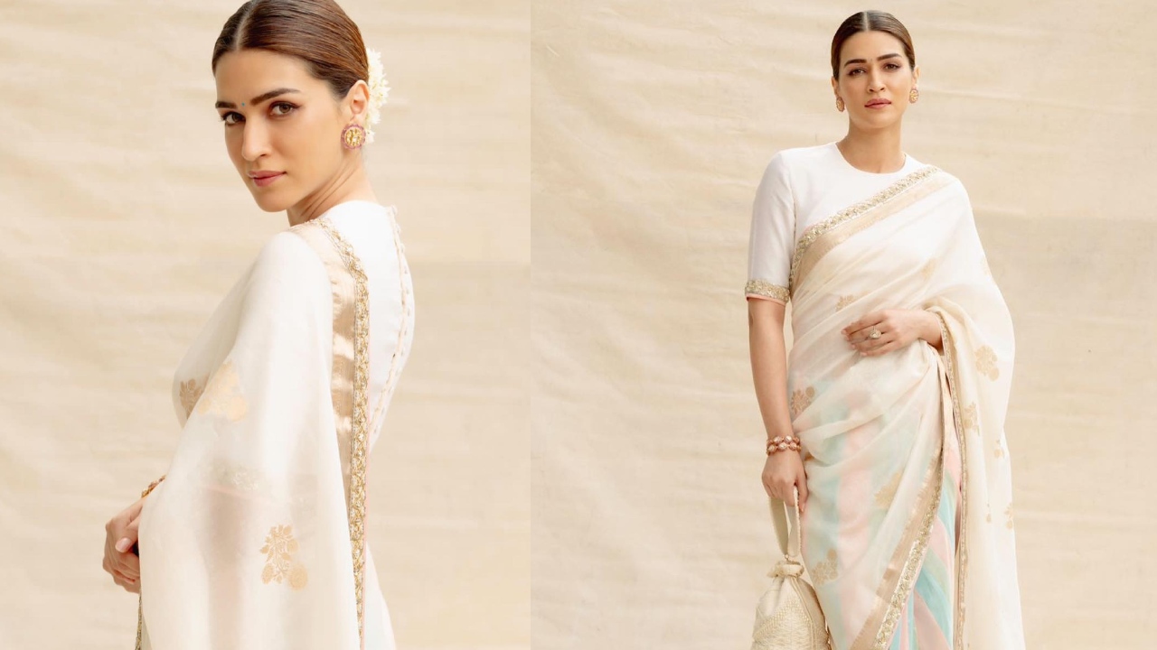 Kriti Sanon Redefines Elegance In White Saree With Statement Earrings 862457