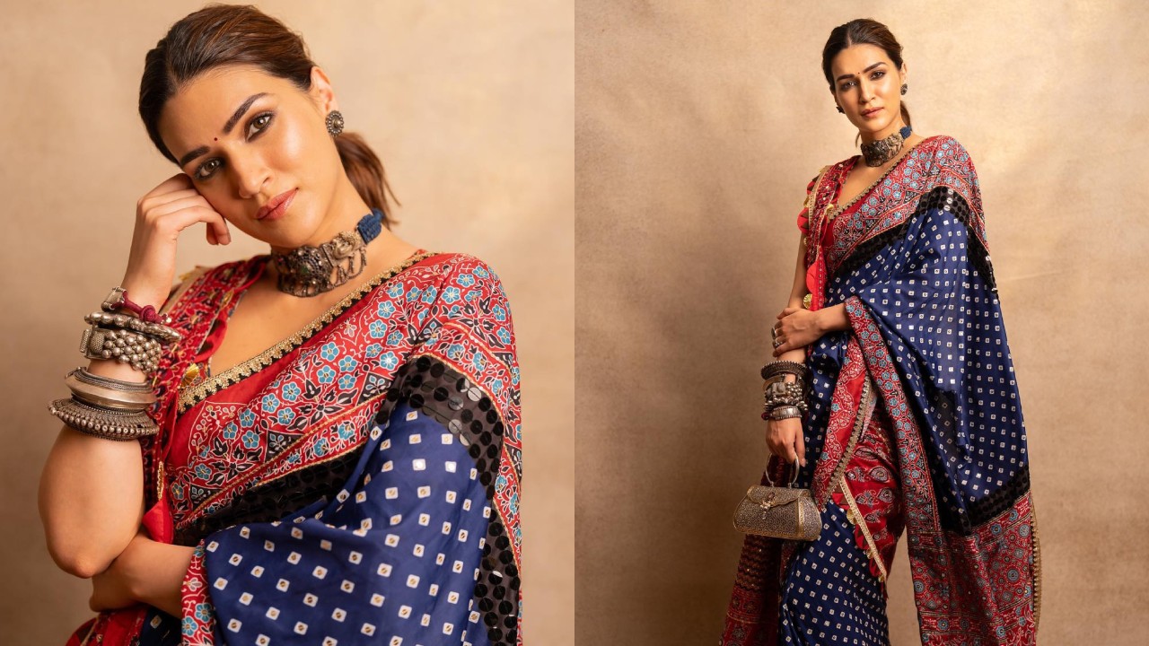 Kriti Sanon’s regal Navratri special Bandhej royal blue saree comes in Rs. 48500, check out