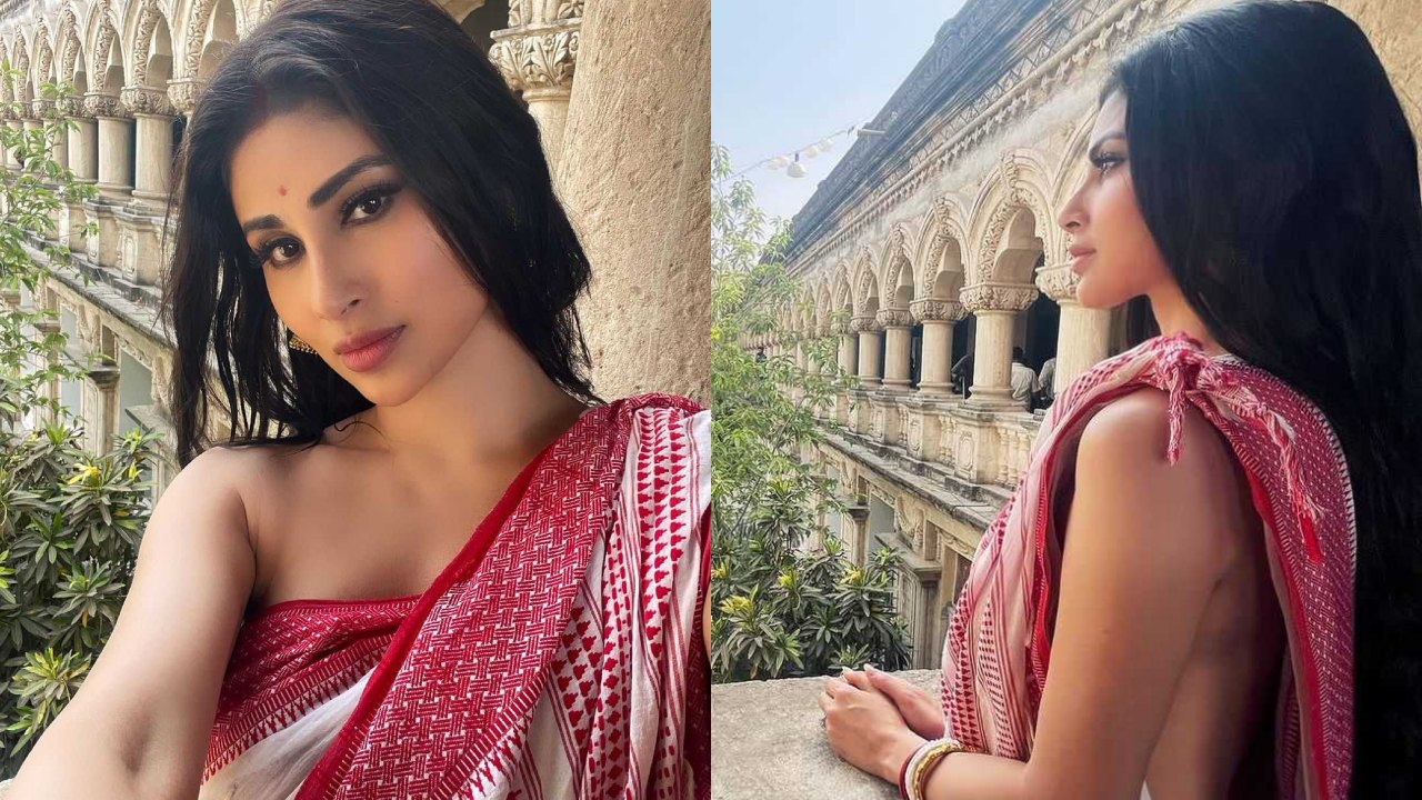 Mouni Roy Goes Bold As She Styles Herself In White Bengali Saree Without Blouse, See Photos 861428