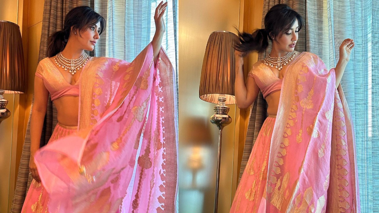 Neha Sharma Blooms In Beautiful Pink Lehenga With Diamond Necklace, Checkout Photos 862077
