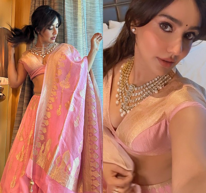 Neha Sharma Blooms In Beautiful Pink Lehenga With Diamond Necklace, Checkout Photos 862075