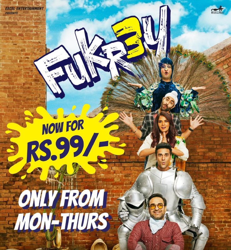 Now enjoy Fukrapanti as Excel Entertainments's Fukrey 3 available at Rs. 99 in cinemas near you! 863908