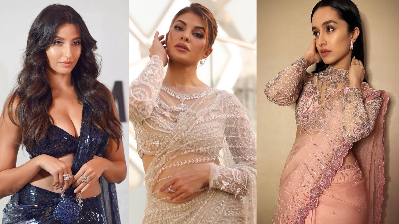 [Photos] Jacqueliene Fernandez, Nora Fatehi & Shraddha Kapoor look divine in designer sarees 857923