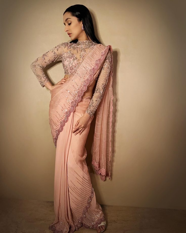 [Photos] Jacqueliene Fernandez, Nora Fatehi & Shraddha Kapoor look divine in designer sarees 857921