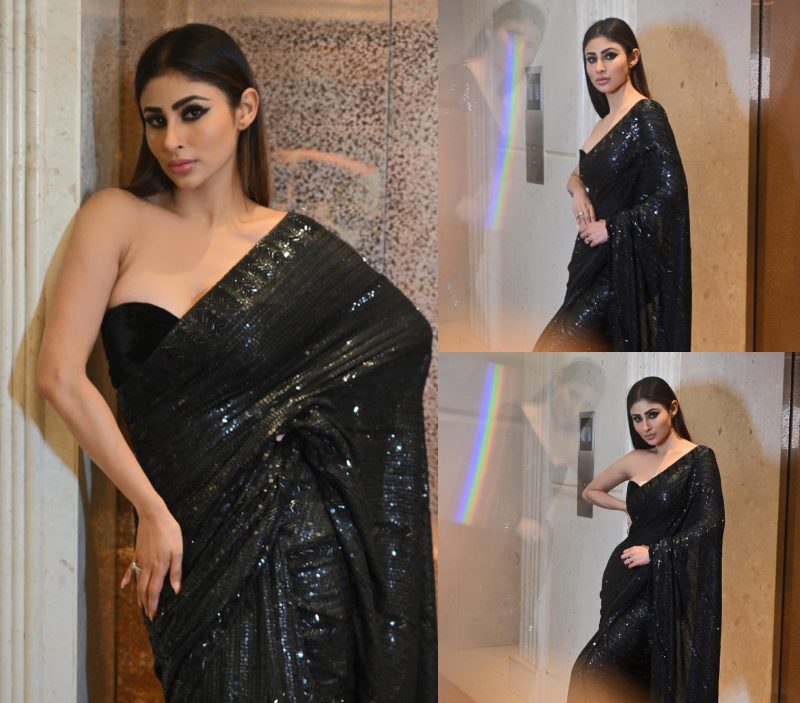 [Photos] Mouni Roy Exude Chic Vibes In Shimmery Black Saree 863923