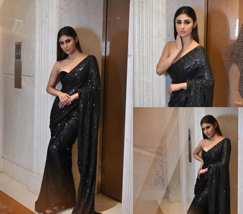 [Photos] Mouni Roy Exude Chic Vibes In Shimmery Black Saree 863922