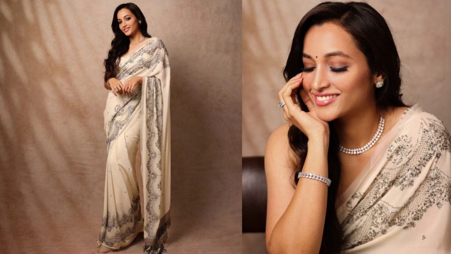 [Photos] Srinidhi Shetty channels her inner white swan in embellished saree with trendy blouse design 863450