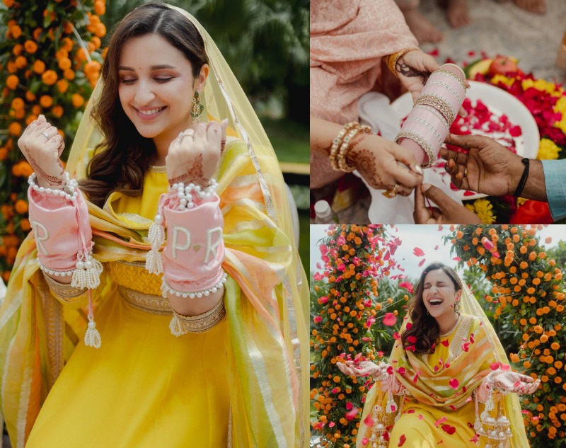 Priceless Moments From Parineeti Chopra's Choora Ceremony In Yellow Anarkali Suit 864473