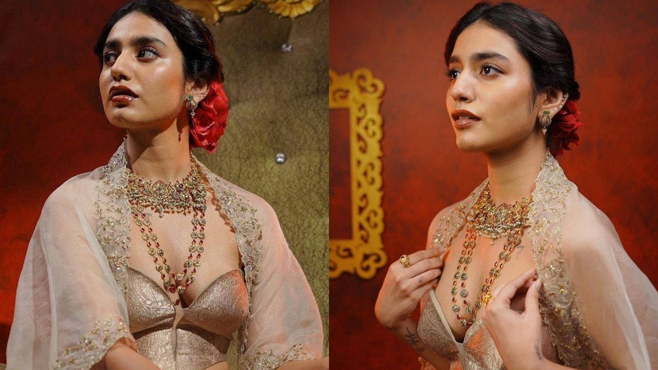 Priya Prakash Varrier’s contemporary lehenga choli design comes with a cape and corset blouse 863773