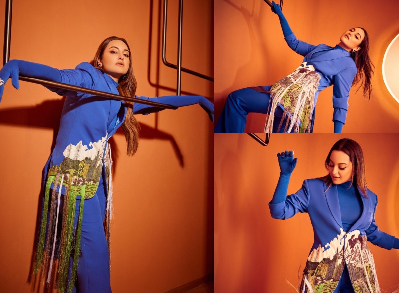 Sonakshi Sinha Is Super Stylish In All Blue Pantsuit With Handcrafted Fringes 864742