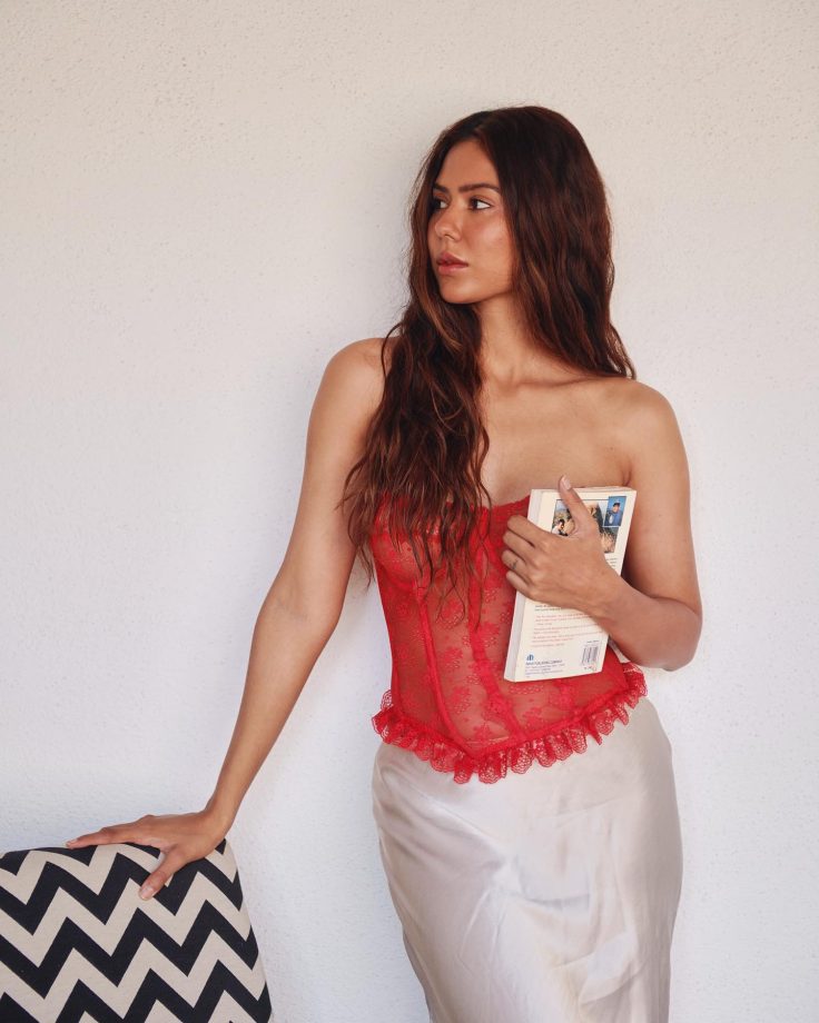 Sonam Bajwa is sensuous personified in see-through red corset top and white satin skirt [Photos] 863524