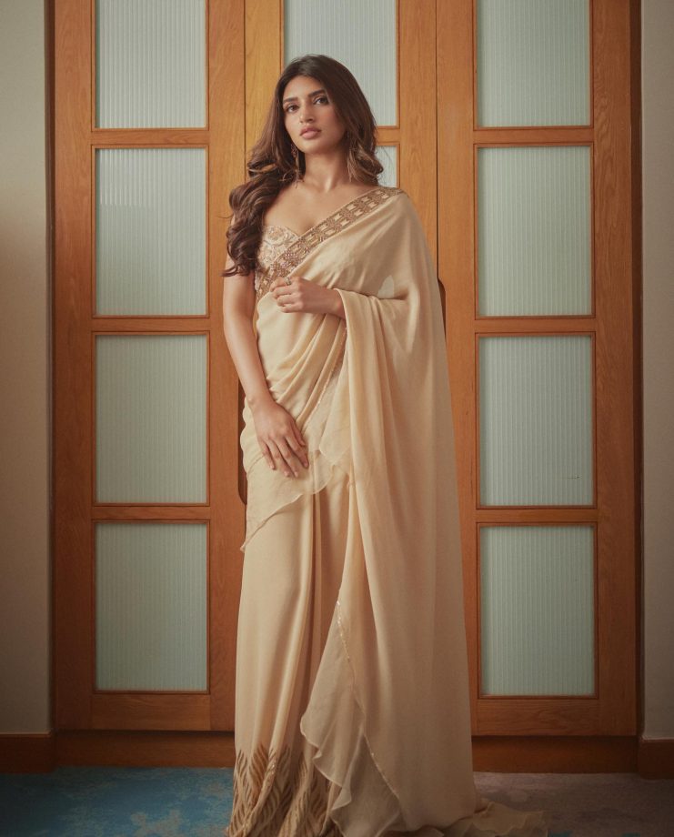 Sreeleela Shines In Beige Chiffon Saree With Bustier Blouse, See Photos 865253