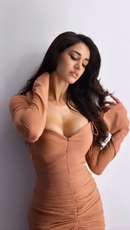 Sultry Alert! Disha Patani spells sass in deep neck beige bodycon dress, see photos 862463