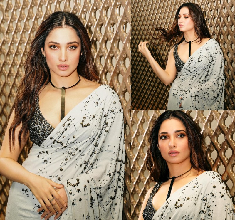 Tamannaah Bhatia Gives Her Trendy Saree A Sultry Touch With Plunging Blouse 865446
