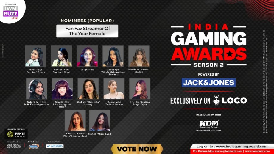 Vote Now: Fan Fav Streamer Of The Year Female? Payal 'Payal Gaming