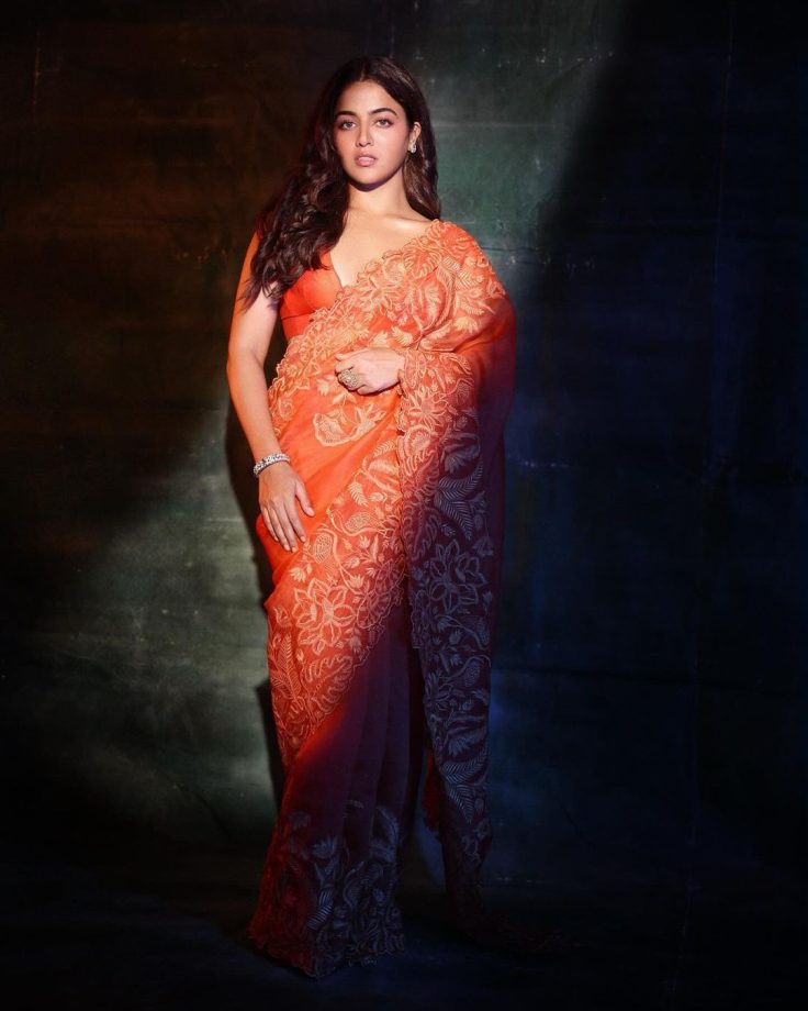 Wamiqa Gabbi Looks Dreamy In Orange Floral Saree With Plunging Blouse, Take A Look 862301