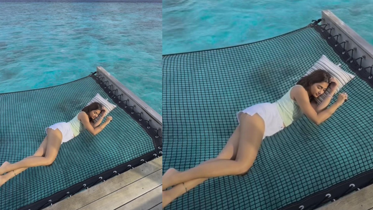 Watch: Pooja Hegde turns sensuous in white shorts and crop top in Maldives