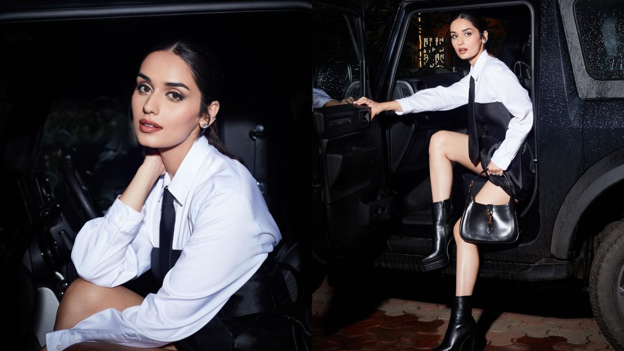 Back to basics! Manushi Chhillar keeps it edgy in black and black-and-white outfit 871069
