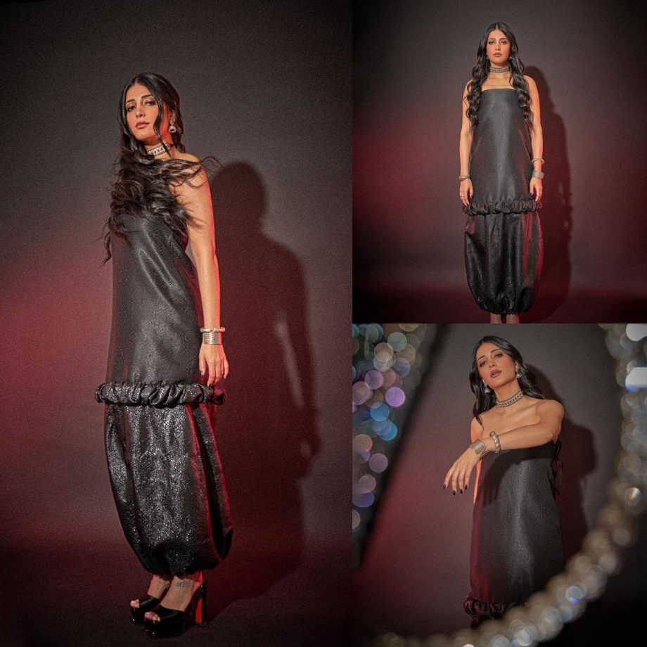 Gothic Grace! Shruti Haasan unveils her traditional fusion couture in black kurta set 869633
