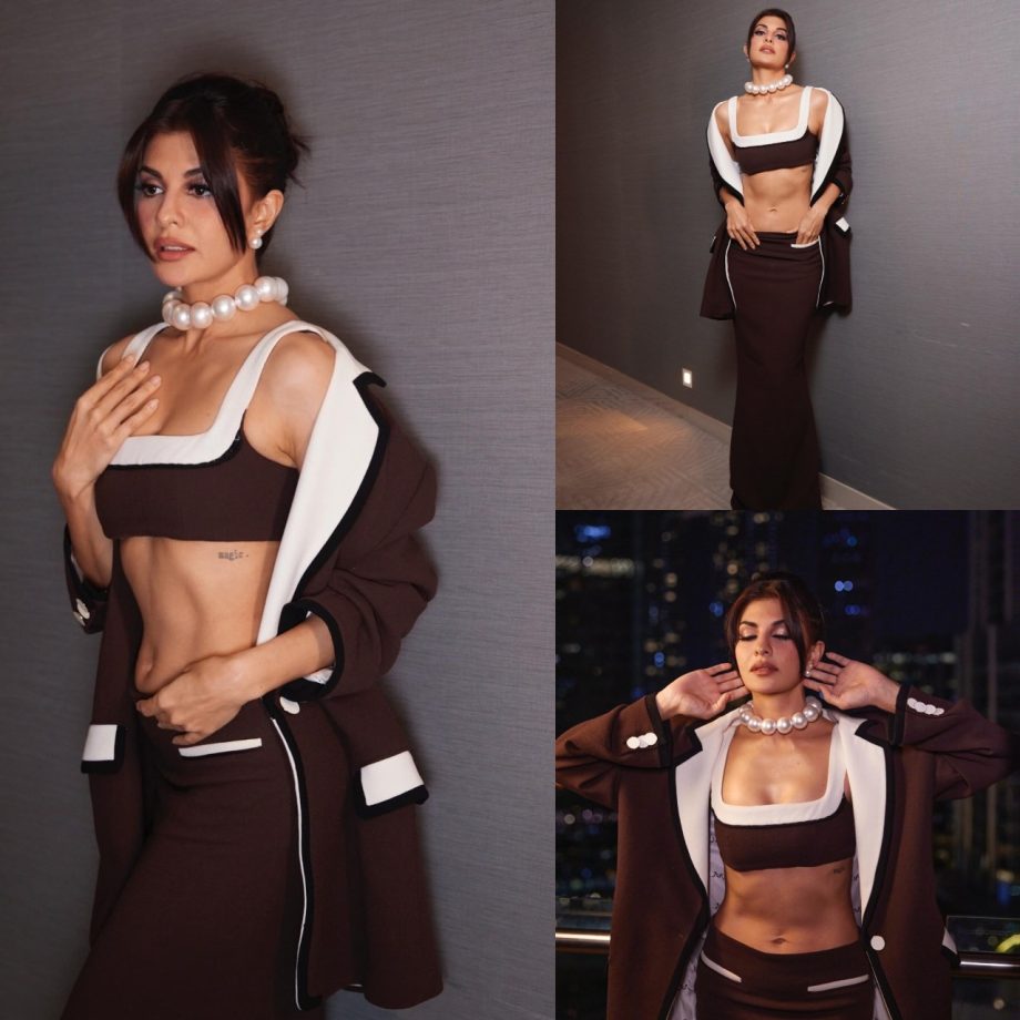 In Photos: Jacqueliene Fernandez Flaunts Midriff In Black Co-ords With Pearl Choker 870809