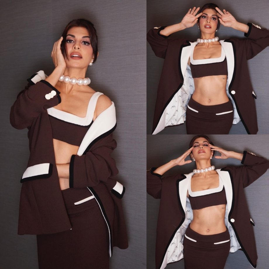 In Photos: Jacqueliene Fernandez Flaunts Midriff In Black Co-ords With Pearl Choker 870810