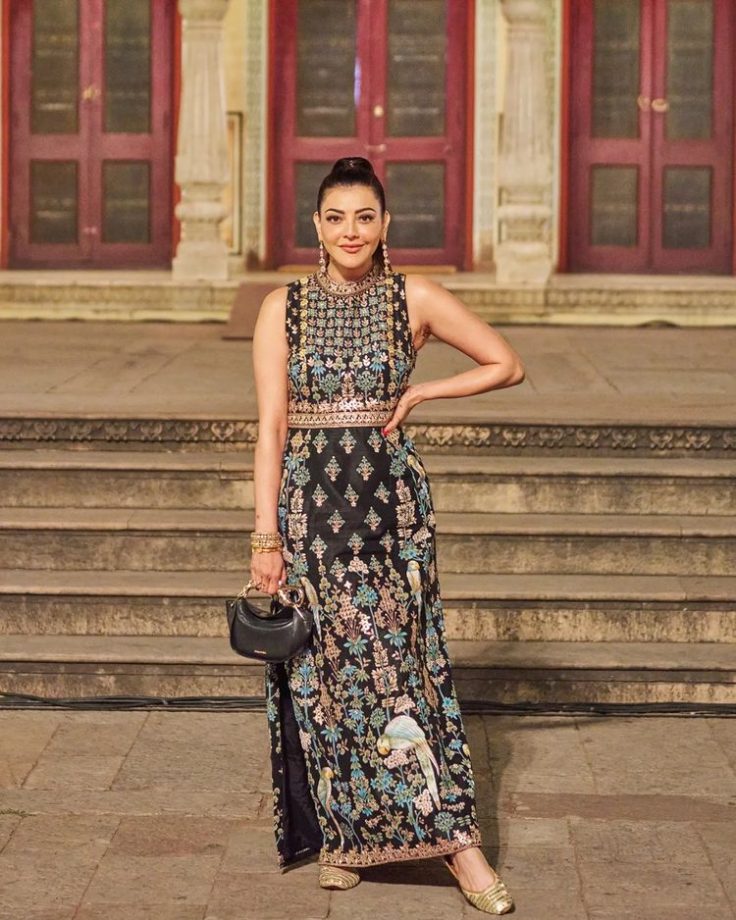 Kajal Aggarwal looks dreamy in classic hand painted black silk gown [Photos] 867667