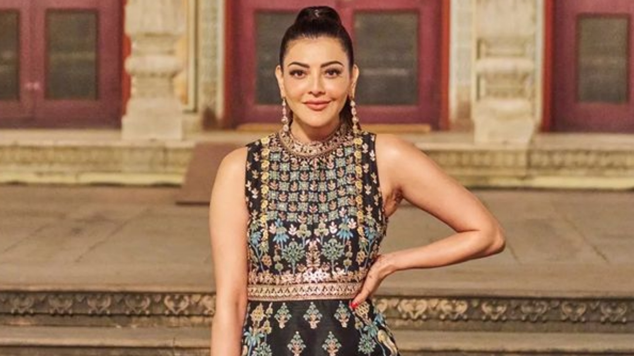 Kajal Aggarwal looks dreamy in classic hand painted black silk gown [Photos] 867666