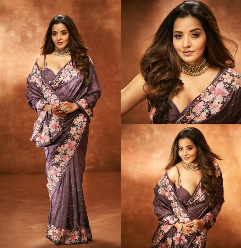 Monalisa's Shiny Floral Saree With Sensuous Blouse Is Go-to Diwali Glam, Take Cues 868252