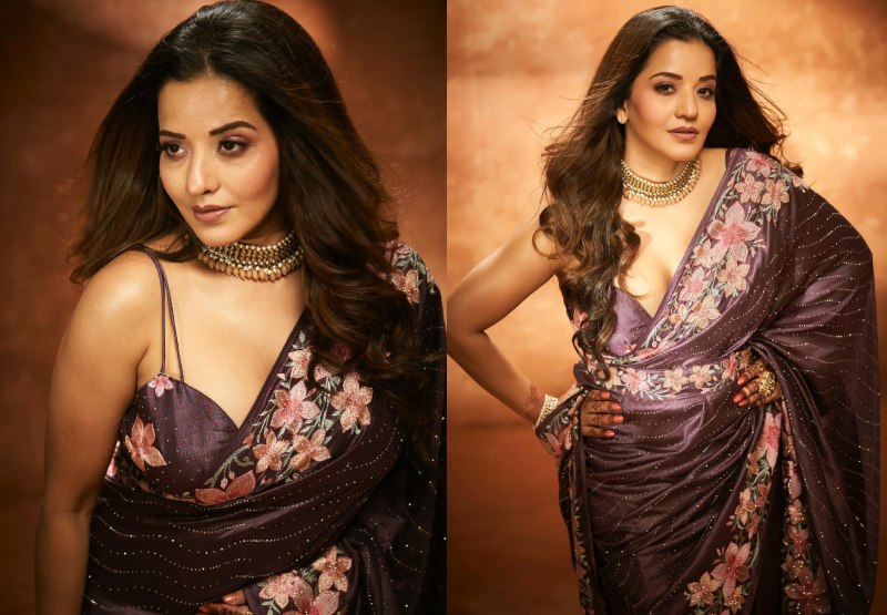 Monalisa's Shiny Floral Saree With Sensuous Blouse Is Go-to Diwali Glam, Take Cues 868251