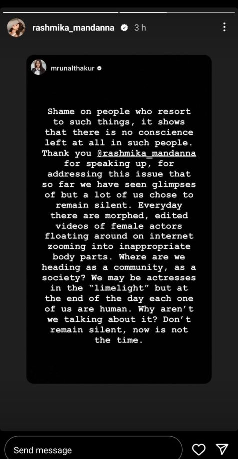 Mrunal Thakur Comes In Support of Rashmika Mandanna's Deepfake Controversy; Says, 'There Is No Conscience Left In Such People' 867530