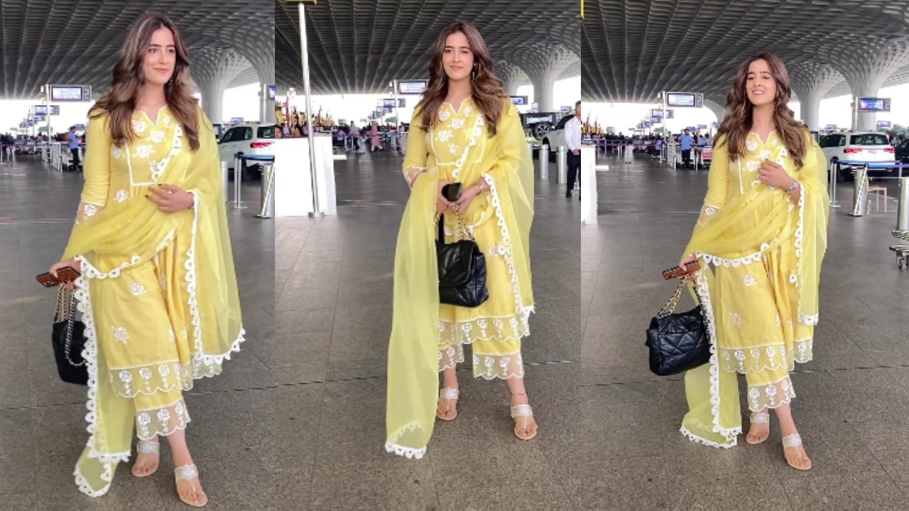Nupur Sanon's Yellow Anarkali Suit With Statement Handbag Is Classy Traditional Look 868320