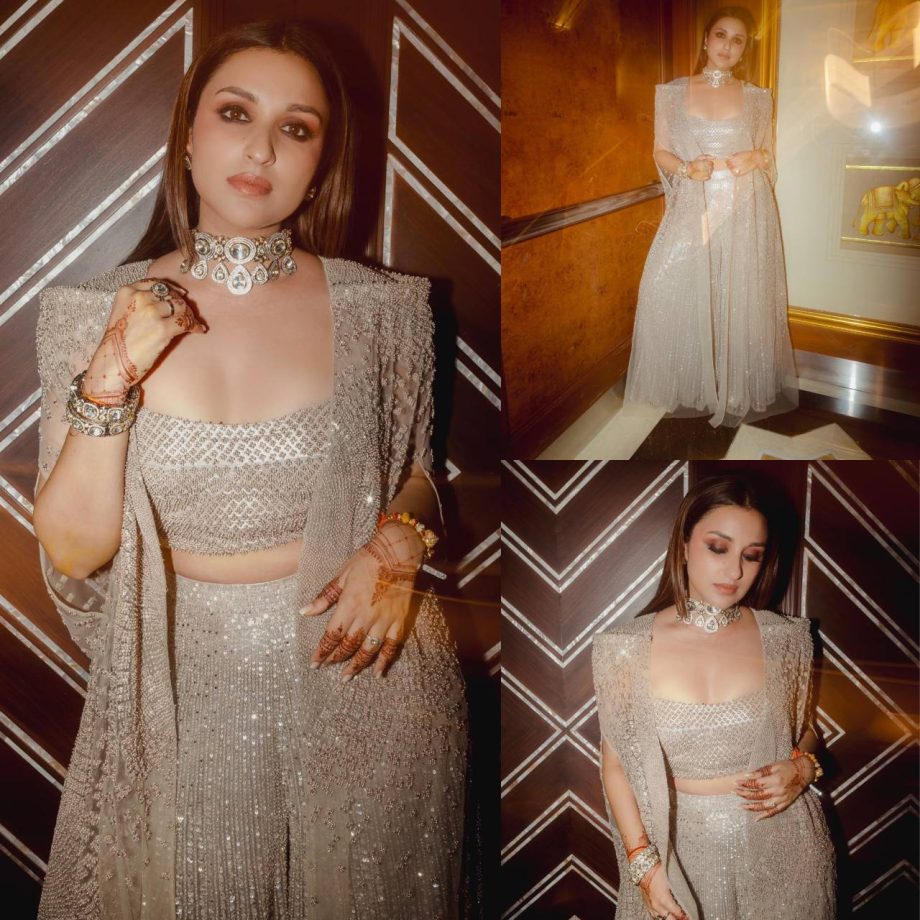Parineeti Chopra Flaunts Blingy Style In Ivory Three-piece Outfit 871203