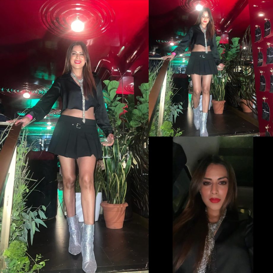 [Photos] Nia Sharma is hotness personified in black crop top and mini flared skirt 870688