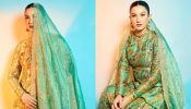 Queen! Gauhar Khan redefines ‘royal’ green heavy embroidered sharara set 869183