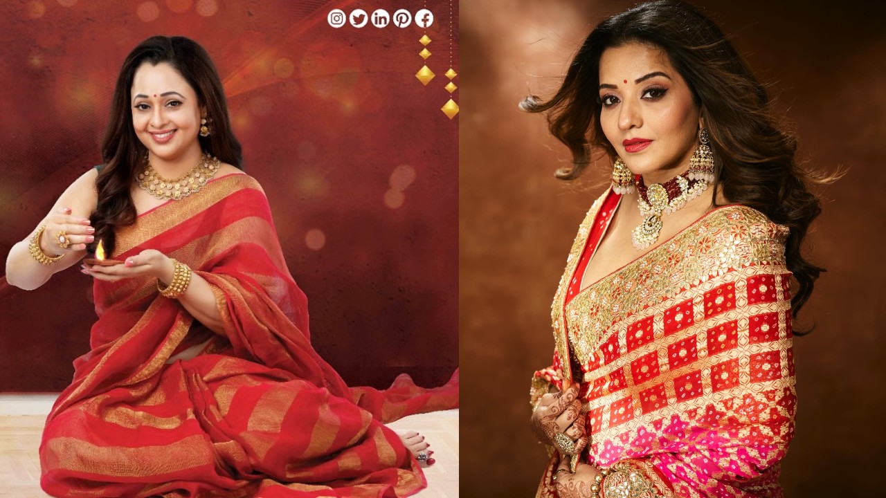 Royalties in Red! Sonalika Joshi and Monalisa ace in heavy embroidered sarees 869379